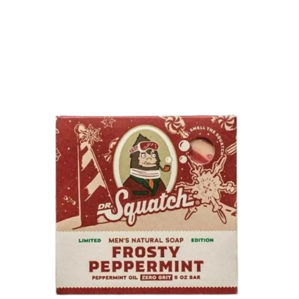 Dr. Squatch Men's Holiday Limited Edition Frosty Peppermint Natural Soap